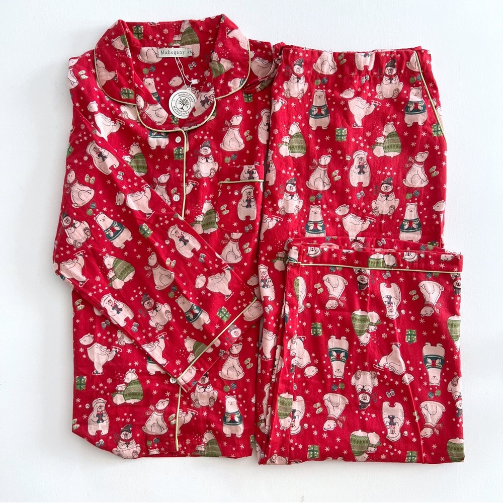 The Mahogany Store Polar Bear Flannel PJ Set New Size 2X - Picture 14 of 14